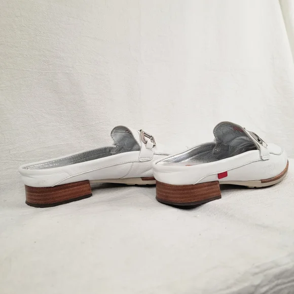Marc Joseph New York Park Ave Mule White Leather Loafer Slide Silver Bit Size 6 - Picture 6 of 14